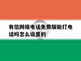 有信网络电话免费版能打电话吗怎么设置的