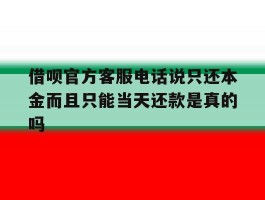 包含借呗官方客服电话说只还本金而且只能当天还款是真的吗的词条