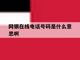 网银在线电话号码是什么意思啊