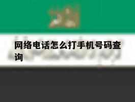 网络电话怎么打手机号码查询