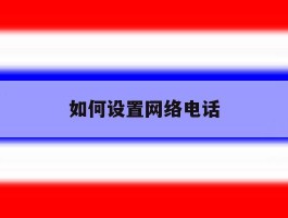 如何设置网络电话