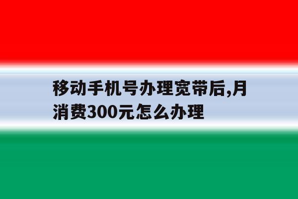 移动手机号办理宽带后,月消费300元怎么办理 移动手机号办理宽带后,月消费300元怎么办理