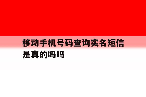 移动手机号码查询实名短信是真的吗吗 移动手机号码查询实名短信是真的吗吗